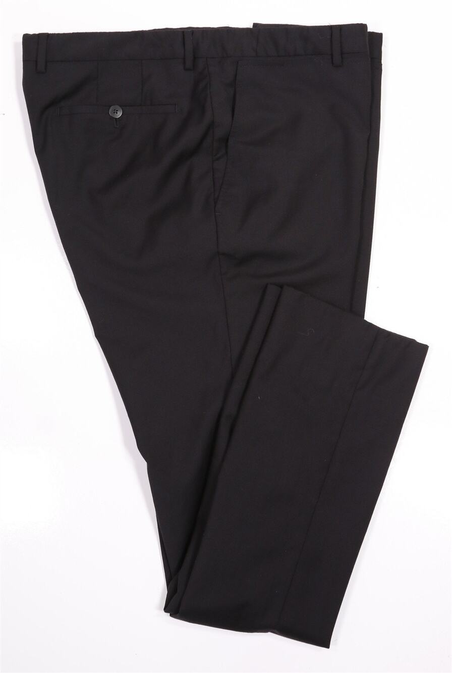 Lanvin by R. Caruso Solid Black Slim Fit Wool Dress Pants Trousers 38x32